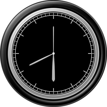 Black minimal clock showing 8,30 time