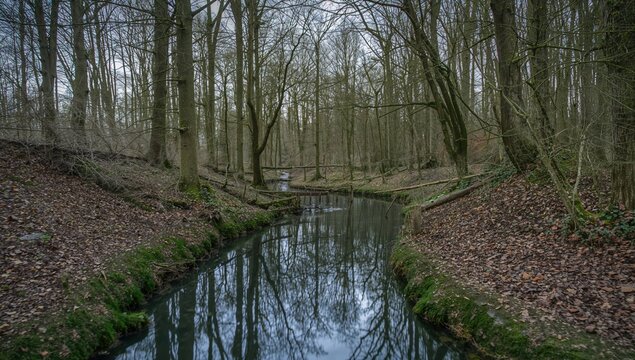 Waterways featuring remnants of hydraulic experimental installations in a national monument, preservation
