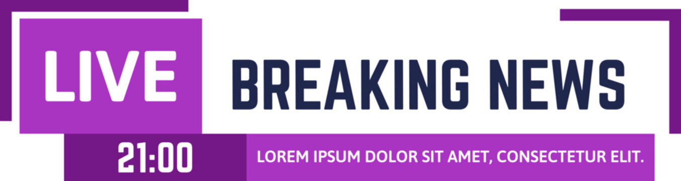 Breaking news live broadcast header graphic for TV