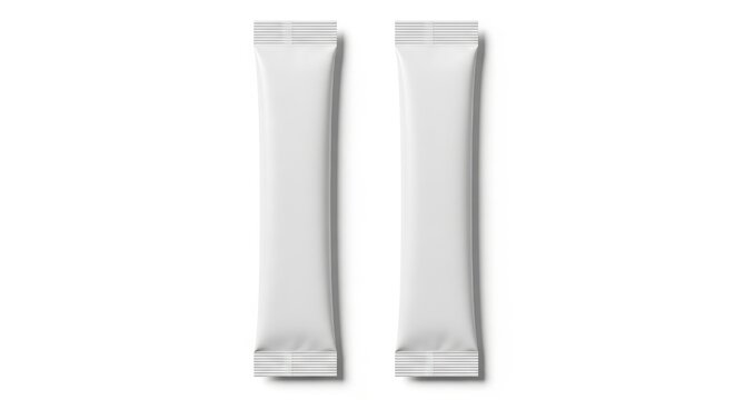 Illustration of two white blank stick sachet mockup