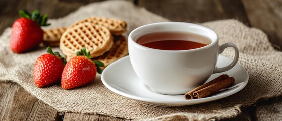 Elegant Tea Cup with Cinnamon on Saucer
