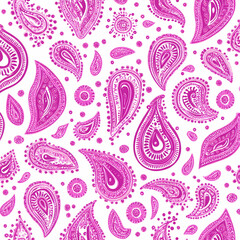 Naklejka premium Elegant Pink Paisley Pattern Design