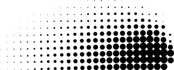 Black dots forming a halftone gradient texture on white