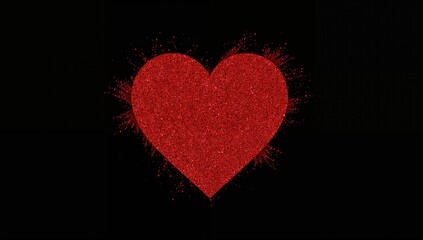 A bright red heart stands out against a joyful dark background, symbolizing both festive and romantic celebrations.