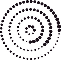 Black dots forming a hypnotic spiral abstract pattern
