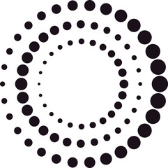 Dots forming circular spiral pattern increasing size