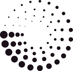 Dots creating abstract spiral pattern on white background