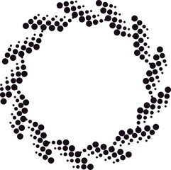 Black circle dots forming dynamic abstract frame