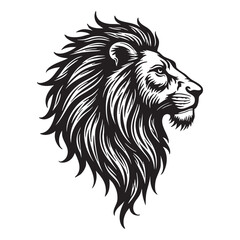 Majestic lion head silhouette adorned with bold tribal patterns