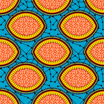 African wax print fabric pattern with eye shapes