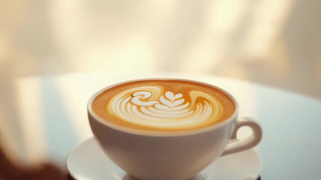 Pouring liquid into latte art cappuccino cup
