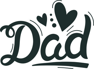 Dad lettering design celebrating fathers love with hearts