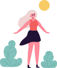 Young woman enjoying outdoor freedom and nature