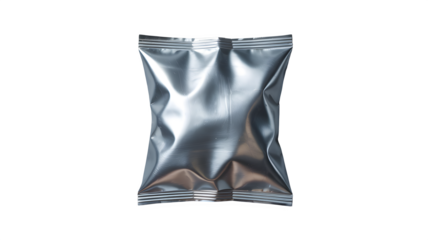 Shiny silver foil packet, perfect for packaging snacks, candies, or small items, offering a clean and modern aesthetic