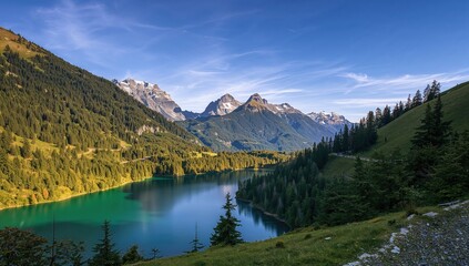 Fototapeta premium The Austrian Alps during summer, highlighting seasonal beauty