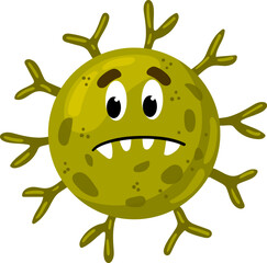 Cartoon germ character showing a worried expression
