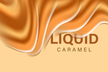 Abstract liquid caramel splash texture, luxury brown, rich fluid gradient background with copy space. Flowing wave form, elegant smooth glass shape design element decoration. Beauty backdrop banner.