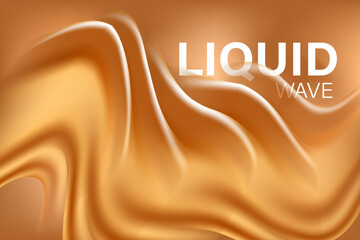Abstract liquid caramel splash texture, luxury brown, rich fluid gradient background with copy space. Flowing wave form, elegant smooth glass shape design element decoration. Beauty backdrop banner.