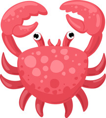 Red cartoon crab waving its big claws