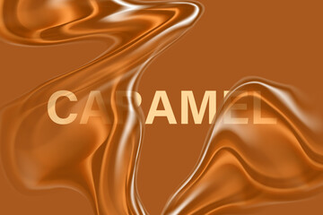 Abstract liquid caramel splash texture, luxury brown, rich fluid gradient background with copy space. Flowing wave form, elegant smooth glass shape design element decoration. Beauty backdrop banner.