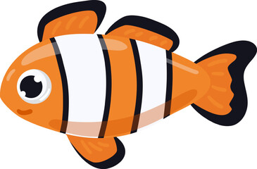 Clownfish illustration swimming marine animal flat design icon