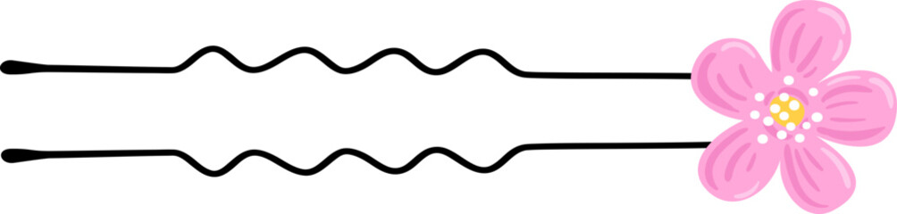 Pink flower bobby pin hair accessory flat lay