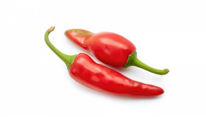 Two Pods Of Fresh Red Hot Pepper, An Ingredient With Potential Spicy Flavor, National Hot Pepper Day