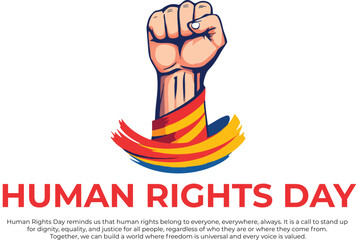 Stylized Vector of Raised Fist with Colorful Brush Strokes for Human Rights, Equality, and Justice Themes
