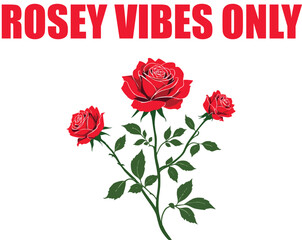 Vector Illustration of Three Red Roses with Green Leaves and Stems for Floral and Positive Design Themes