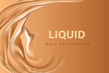 Abstract liquid caramel splash texture, luxury brown, rich fluid gradient background with copy space. Flowing wave form, elegant smooth glass shape design element decoration. Beauty backdrop banner.