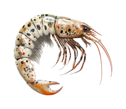 Detailed Illustration of a Colorful Lobster on a Transparent Background