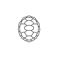 Turtle shell vector illustration in simple black outline, top view design isolated clean geometric line art