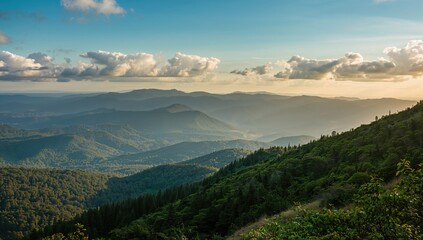 Obraz premium The natural landscape of hills and mountains showcasing Godâ€™s creation, seasonal change