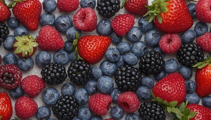 Fototapeta premium Fresh assortment of summer berries, beneficial choice for healthy snacking