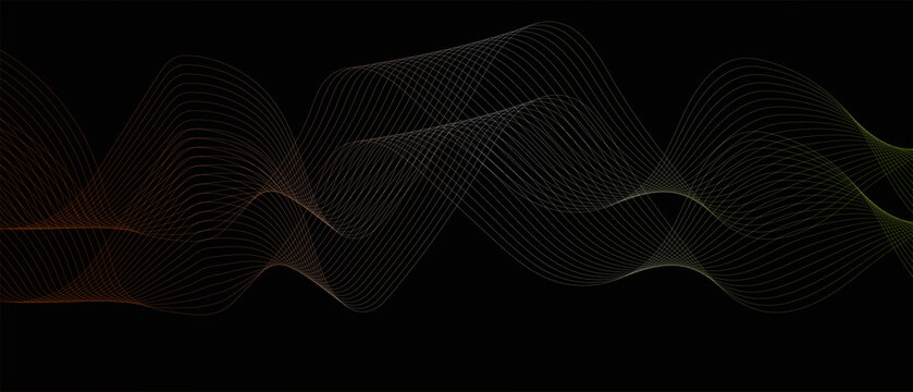 Abstract wavy lines in dark background with gradient color scheme