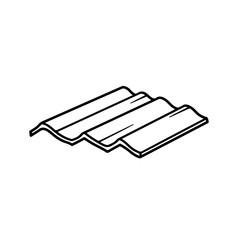 Metal roof sheet panel vector in simple minimal outline for construction materials, architectural roofing plans, and exterior building coverage design