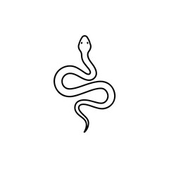 Obraz premium Minimal snake reptile illustration vector, tropical wildlife contour black line art drawing clean design