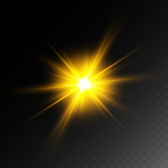 Realistic Sun Light Rays Effect on Transparent Background
