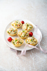 Traditional Russian salad served in tartlets