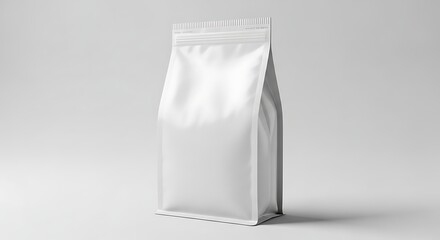 Blank white stand up pouch with resealable zipper for packaging and branding