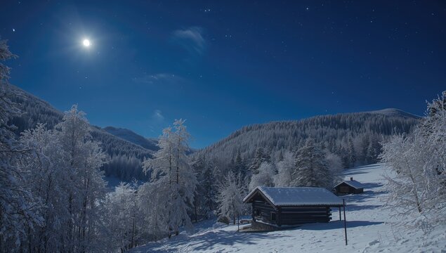 Jizerka under the night sky, showcasing seasonal change