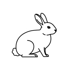 Fototapeta premium Rabbit vector illustration in cute black outline, minimalist bunny drawing isolated clean line art design