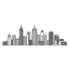Fototapeta premium City skyline silhouette minimal black line vector illustration for urban landscape, architecture, and modern scene designs