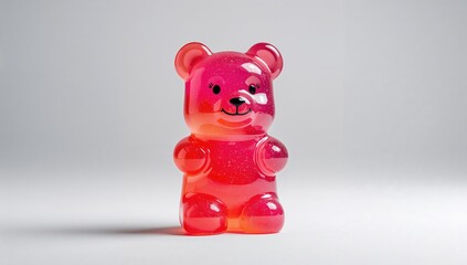 Vibrant jelly bear toy on display, playful charm, childhood nostalgia
