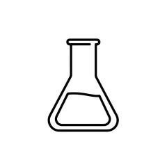 Erlenmeyer flask scientific beaker outline minimal laboratory equipment chemistry research illustration vector