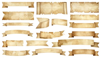 Obraz premium Collection of Vintage Paper Banners and Ribbons.