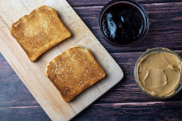 Peanut butter and jelly toast preparation