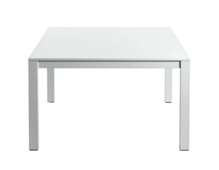 Minimalist white table with sleek legs