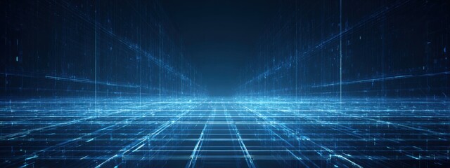 Transparent crystalline background with glowing linear patterns forming a futuristic grid, luminous depth and clarity