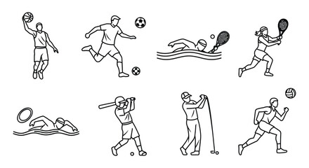 Sports icons vector illustration of various sports activities